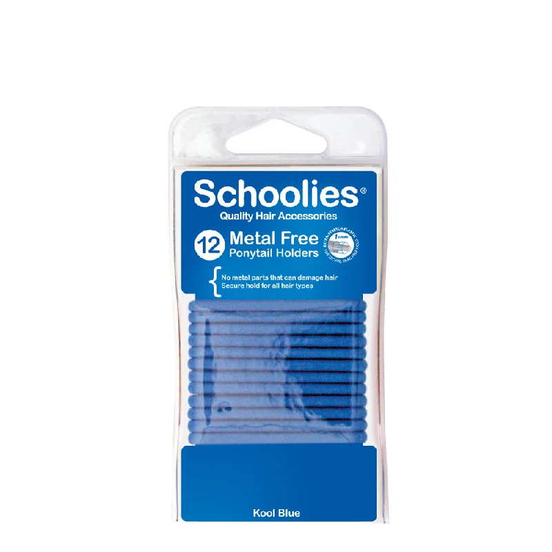 Schoolies Metal Free Ponytail Holders 12pc - Kool Blue