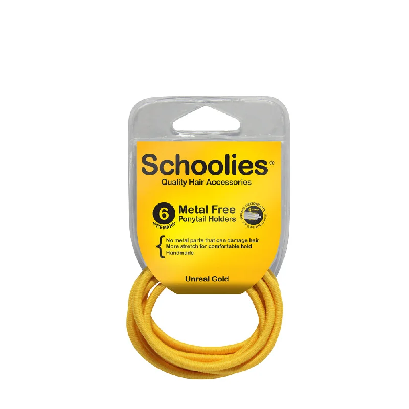 Schoolies Metal Free Ponytail Holders 6pc - Unreal Gold