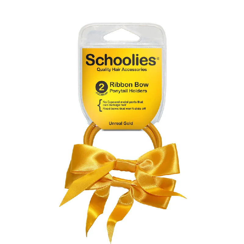 Schoolies Ribbon Bows 2pc - Unreal Gold