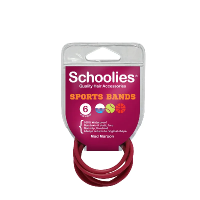 Schoolies Sports Bands 6pc - Mad Maroon