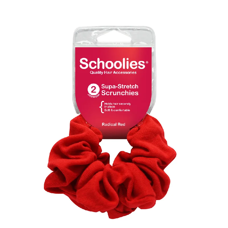 Schoolies Supa-Stretch Scrunchies 2pc - Radical Red