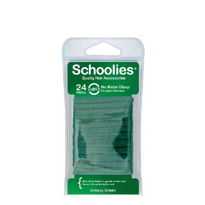 Schoolies Tubes Ponytail Holders 24pc - Groovy Green