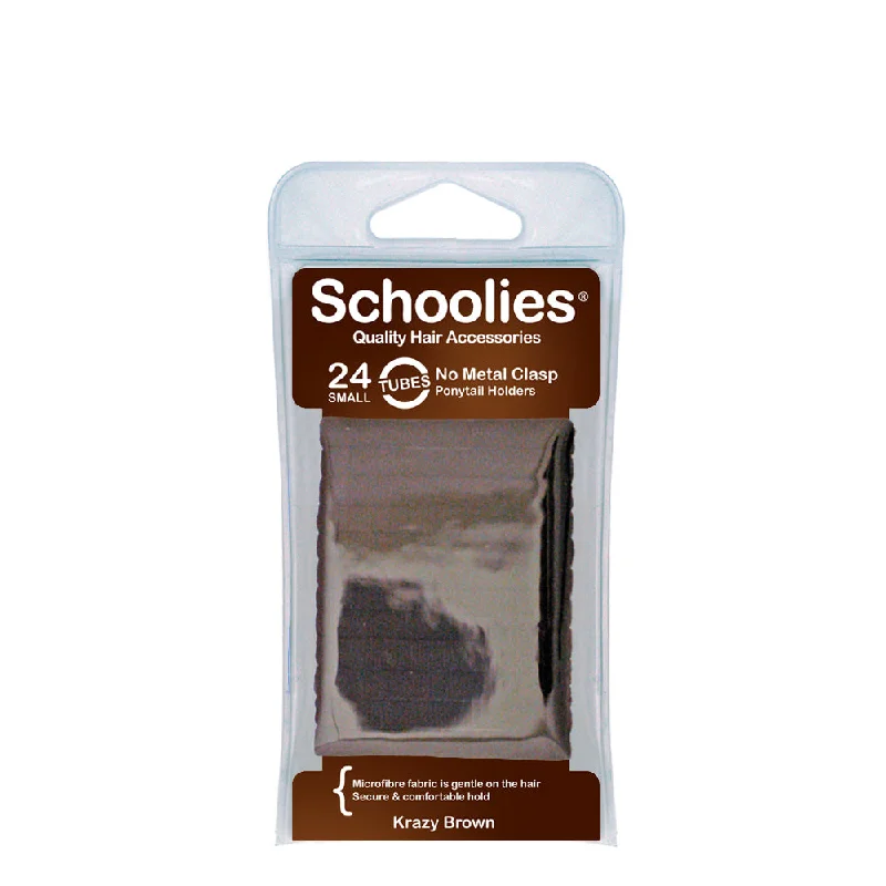 Schoolies Tubes Ponytail Holders 24pc - Krazy Brown