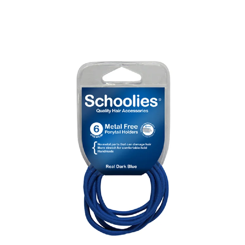 Schoolies Metal Free Ponytail Holders 6pc - Real Dark Blue