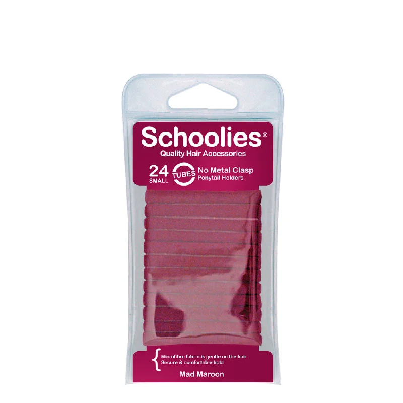 Schoolies Tubes Ponytail Holders 24pc - Mad Maroon