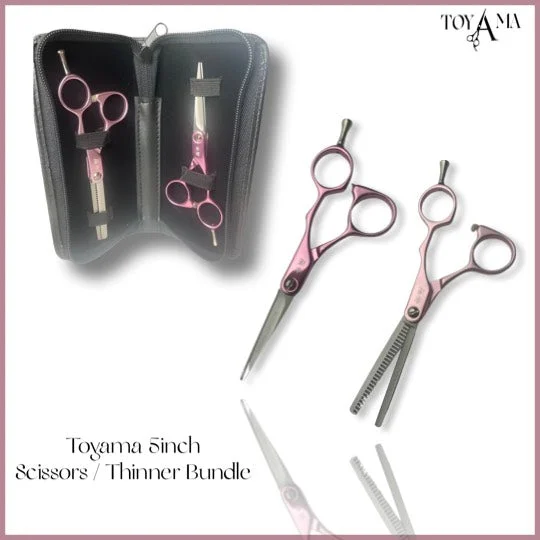 Toyama Light XB Set Pink (Scissor/Thinner) 5.5"" Japanese Steel Scissor Set- Great Affordable Hair Dressing Scissors