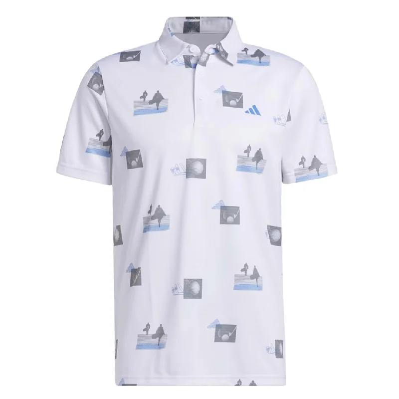 Men's Short-Sleeved Shirtsadidas - Men's Allover Print Golf Polo T-Shirt (HR7998)
